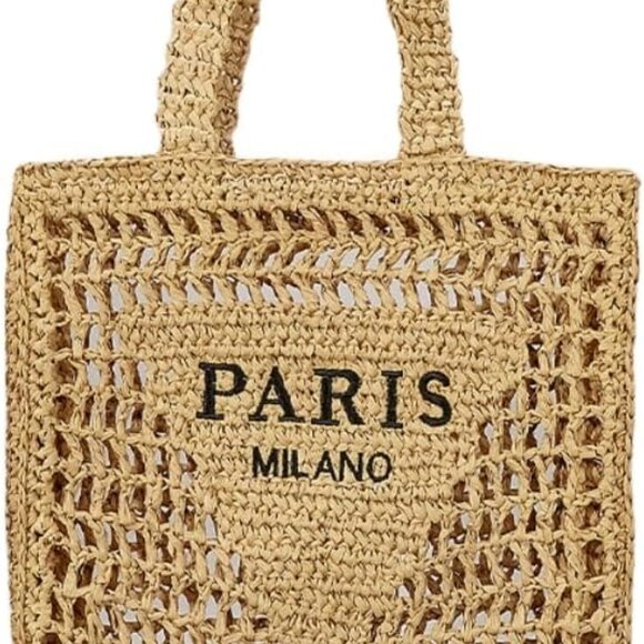 Straw Crochet Tote Bag Women Beach Woven Design Summer Fashion Spacious - Picture 1 of 6